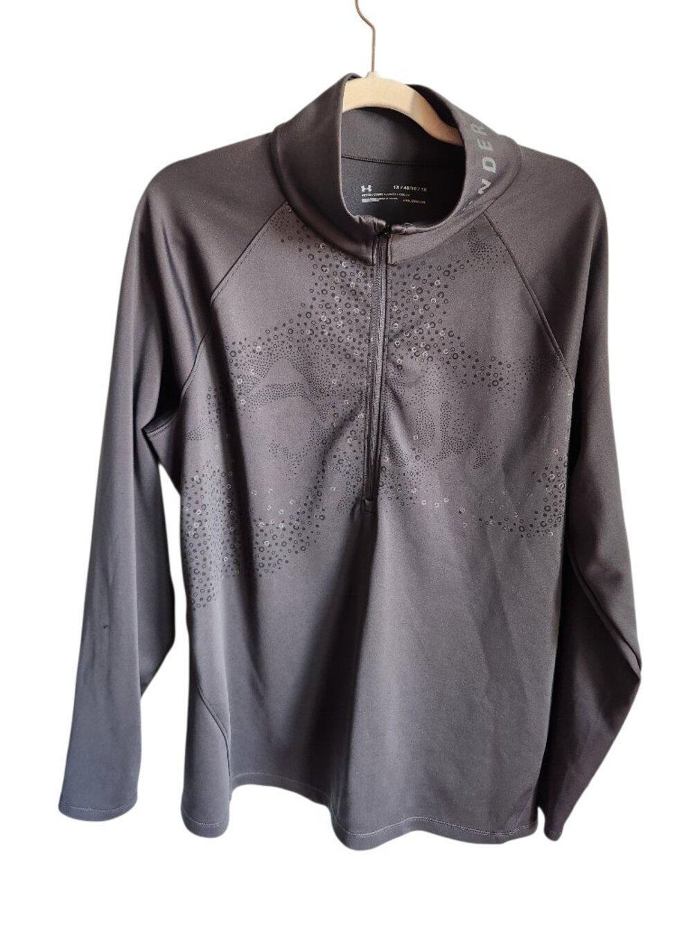 Under Armour XL 1X Shirt 1/2 Zip Women's Gray Grey Pullover Gym Workout Running